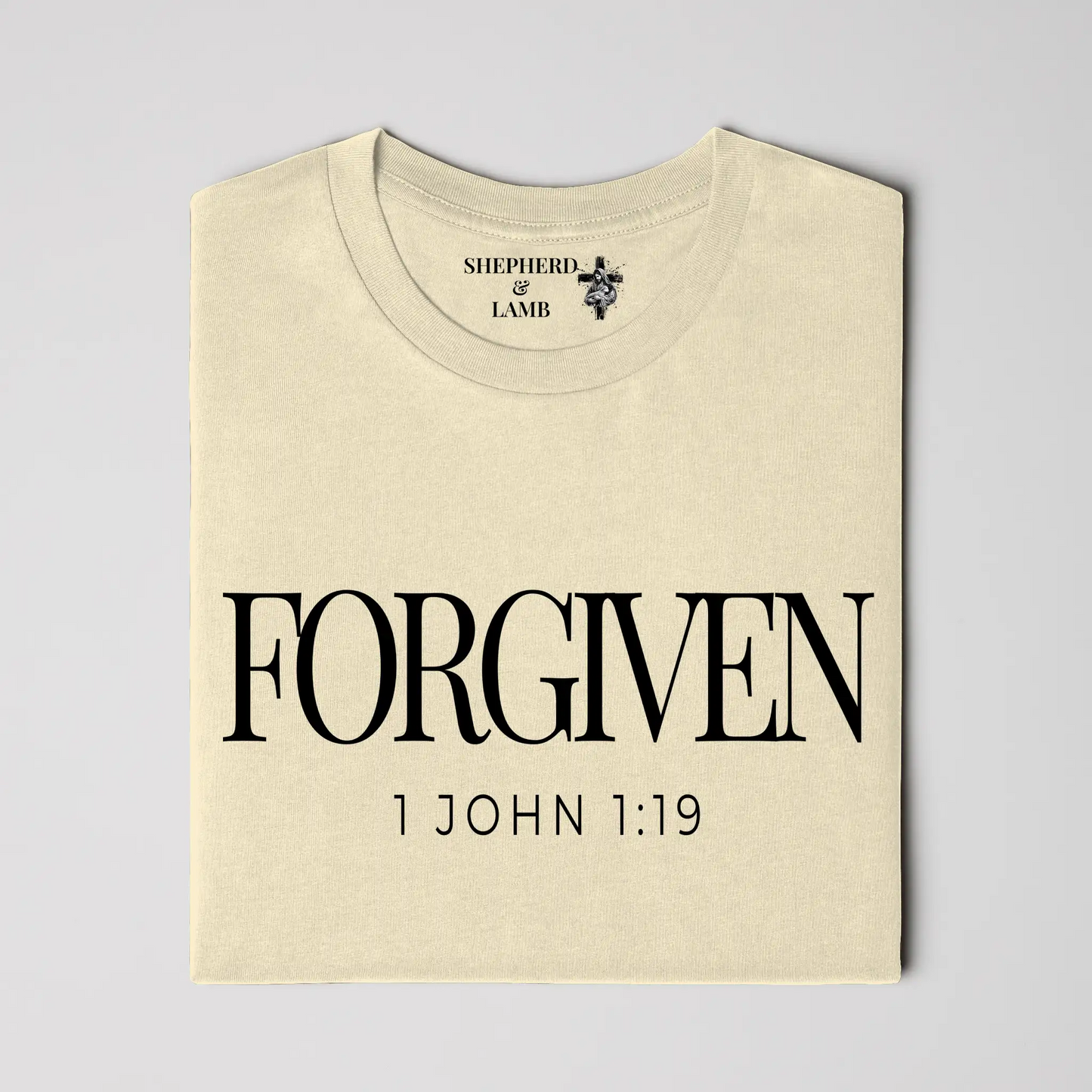 FORGIVEN Christian T-Shirt | 1 John 1:9 Bible Verse Shirt