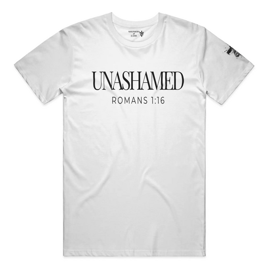 UNASHAMED Christian T-Shirt | Romans 1:16 Bible Verse Shirt