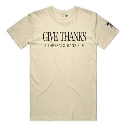 GIVE THANKS Christian T-Shirt | 1 Thessalonians 5:18 Bible Verse Shirt