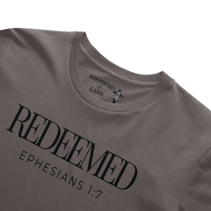 REDEEMED Christian T-Shirt | Ephesians 1:7 Bible Verse Shirt