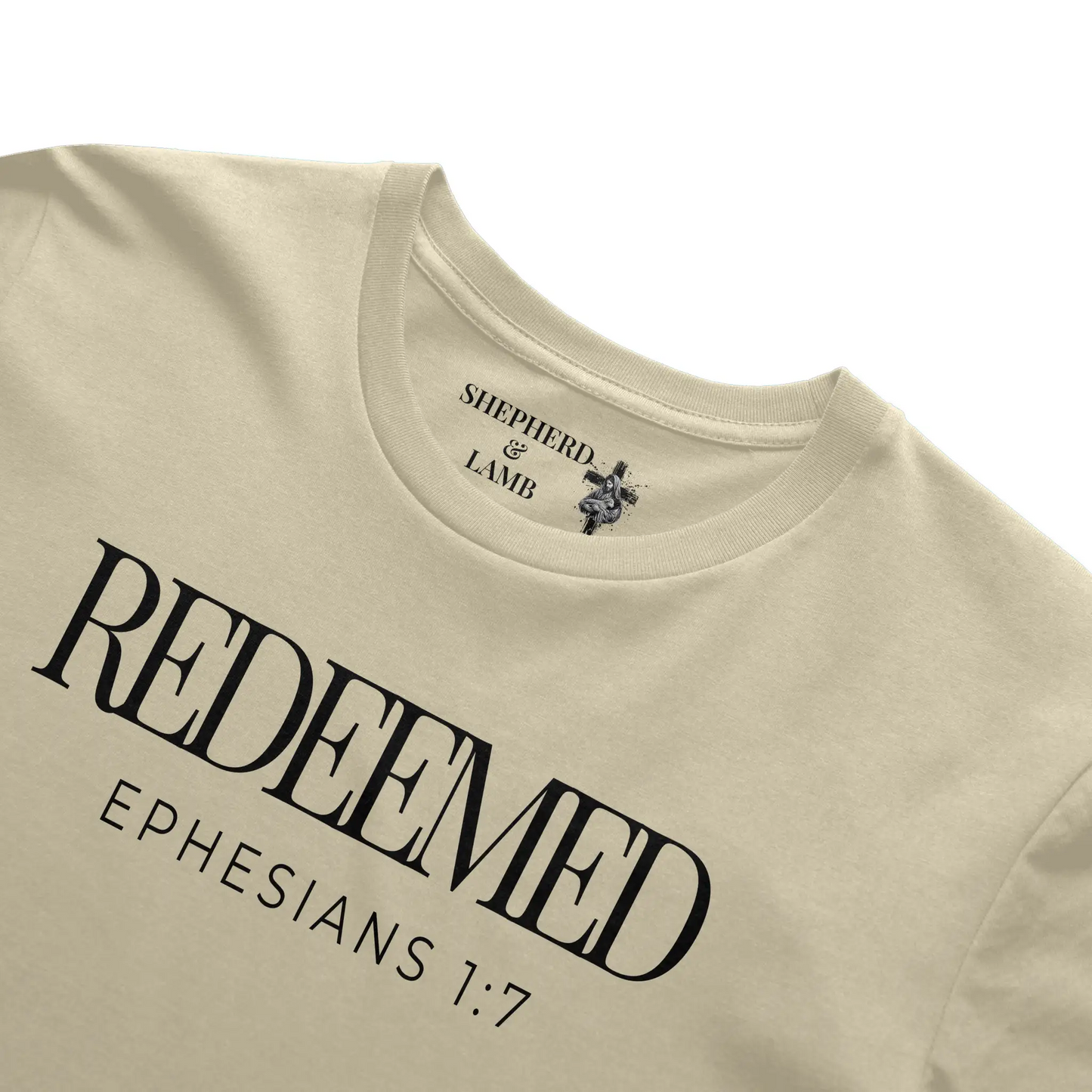REDEEMED Christian T-Shirt | Ephesians 1:7 Bible Verse Shirt
