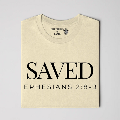 SAVED Christian T-Shirt | Ephesians 2:8–9 Bible Verse Shirt