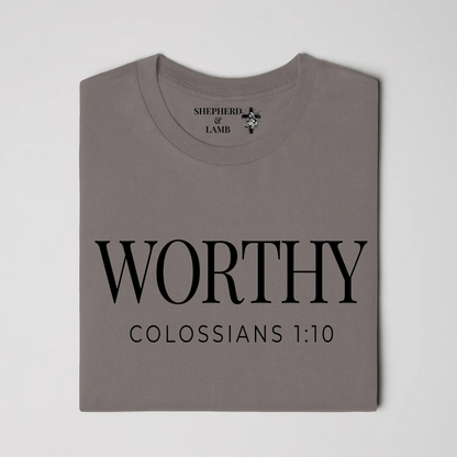 WORTHY Christian T-Shirt | Colossians 1:10 Bible Verse Shirt