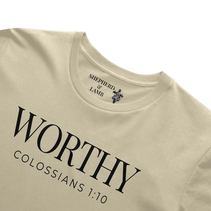 WORTHY Christian T-Shirt | Colossians 1:10 Bible Verse Shirt