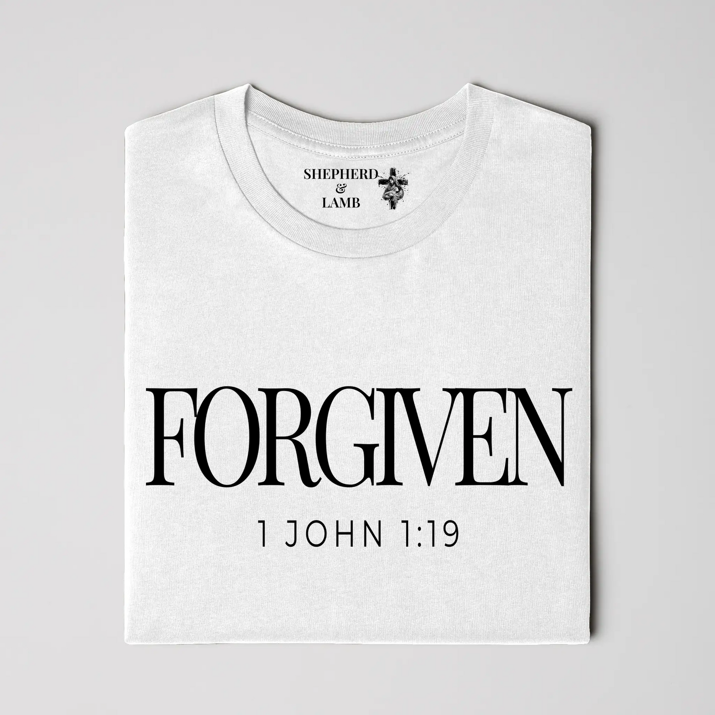 FORGIVEN Christian T-Shirt | 1 John 1:9 Bible Verse Shirt