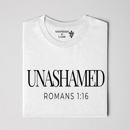 UNASHAMED Christian T-Shirt | Romans 1:16 Bible Verse Shirt