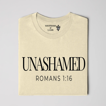 UNASHAMED Christian T-Shirt | Romans 1:16 Bible Verse Shirt