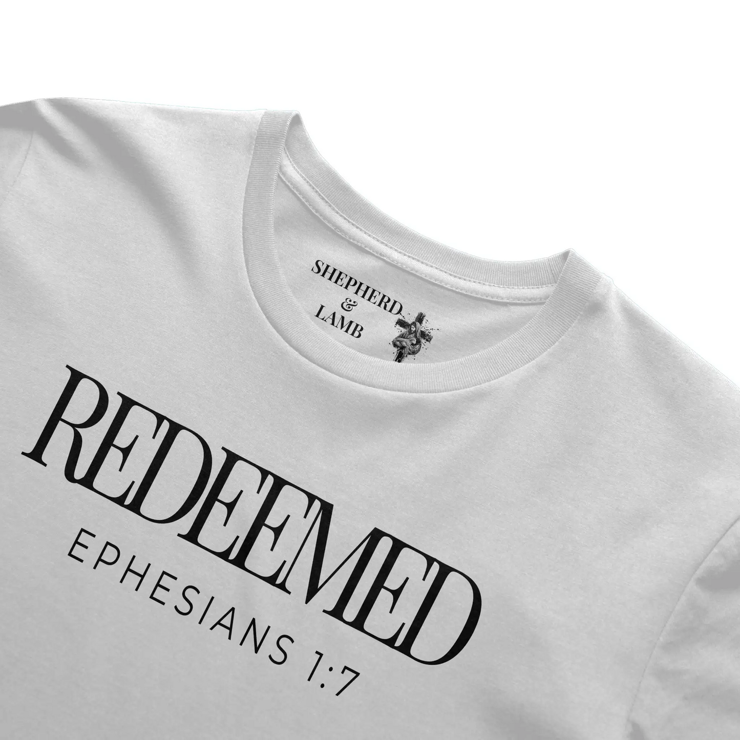 REDEEMED Christian T-Shirt | Ephesians 1:7 Bible Verse Shirt