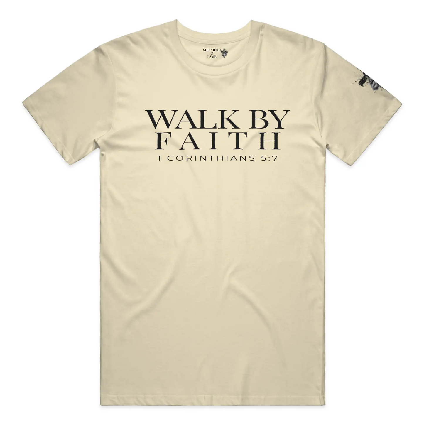 WALK BY FAITH Christian T-Shirt | 2 Corinthians 5:7 Bible Verse Shirt