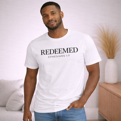 REDEEMED Christian T-Shirt | Ephesians 1:7 Bible Verse Shirt