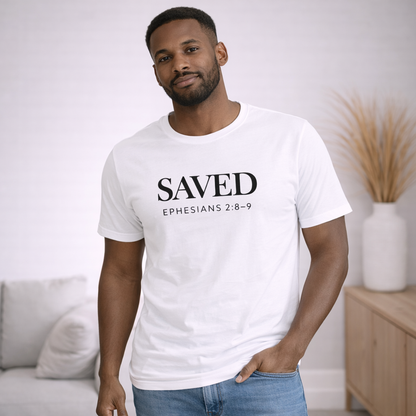 SAVED Christian T-Shirt | Ephesians 2:8–9 Bible Verse Shirt
